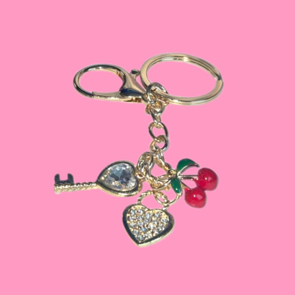 Cherry Heart Bling Keychain