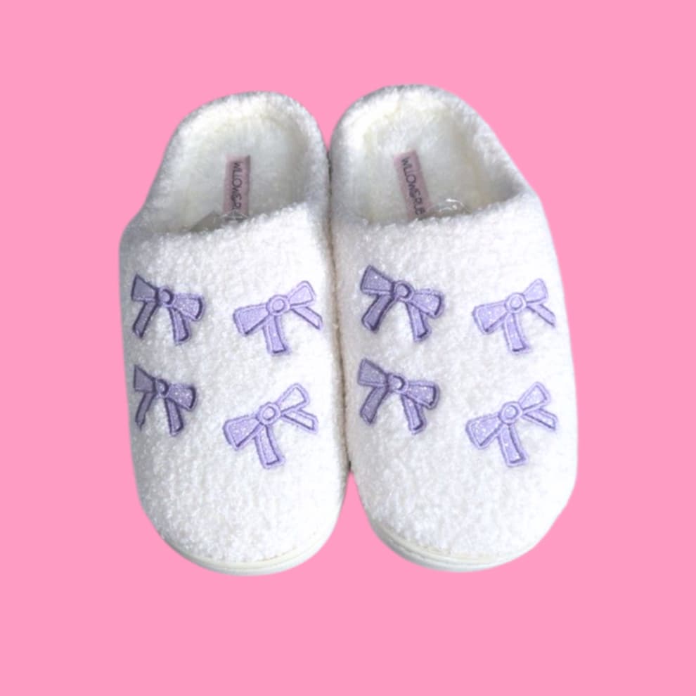 Purple Bow Slippers 7/8