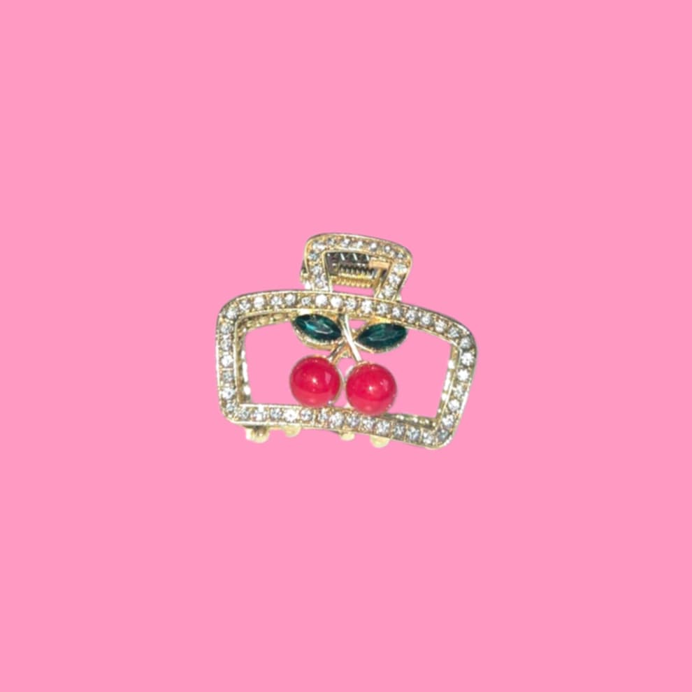 Mini Cherry Bling Hair Clip