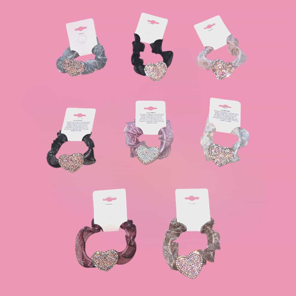 Heart Bling Hair Scrunchie