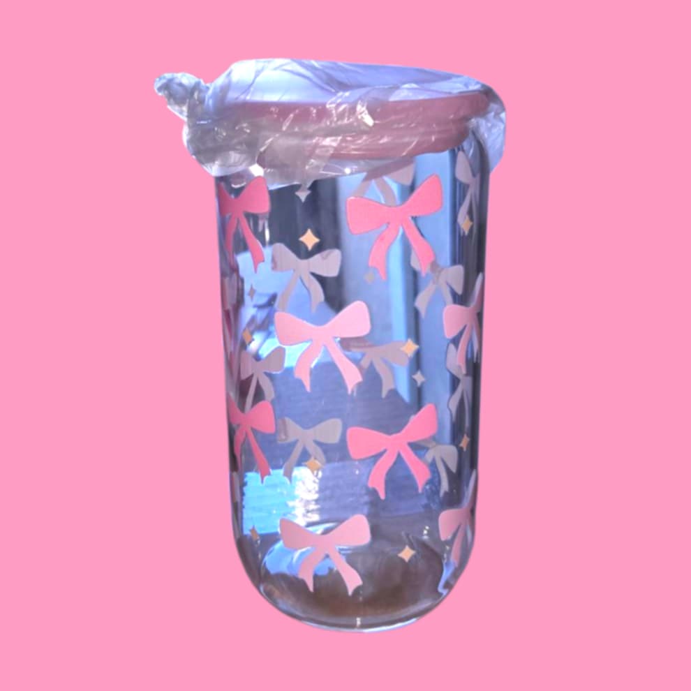 Coquette Bow 16 oz Glass Cup