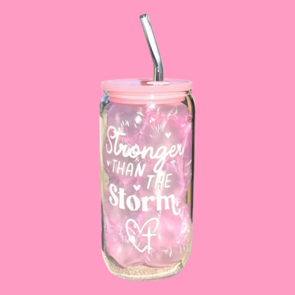 Stronger Than The Storm 16 oz Glass Cup