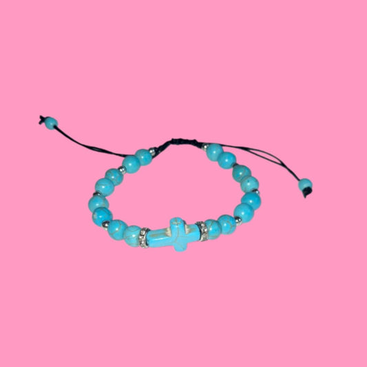 Blue Stone Cross Bracelet