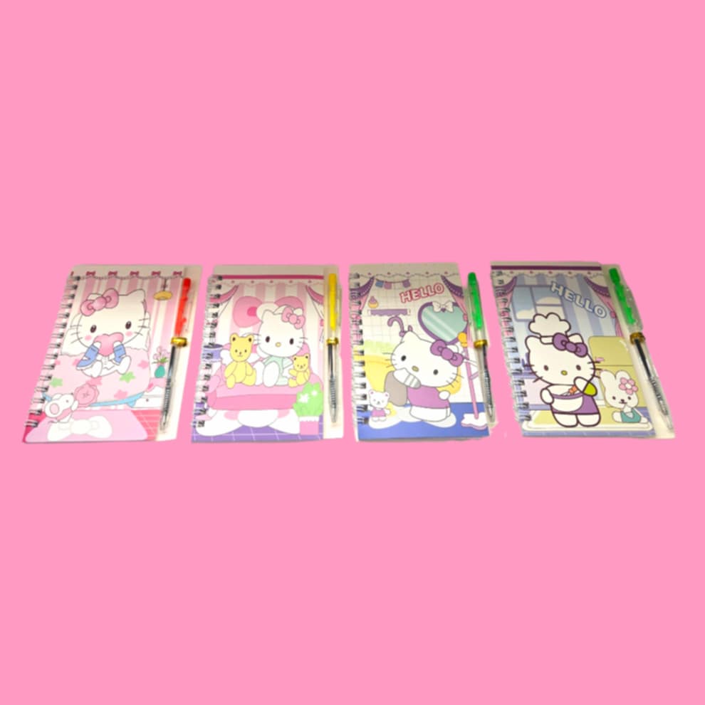 White Cat Mini Notepad W/Pen