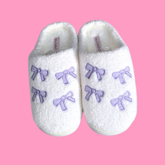Purple Bow Slippers 7/8