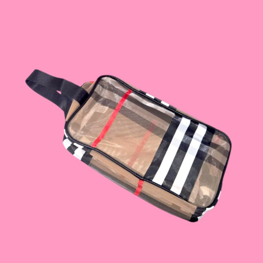 Fashion Plaid Wristlet Makeup Bag