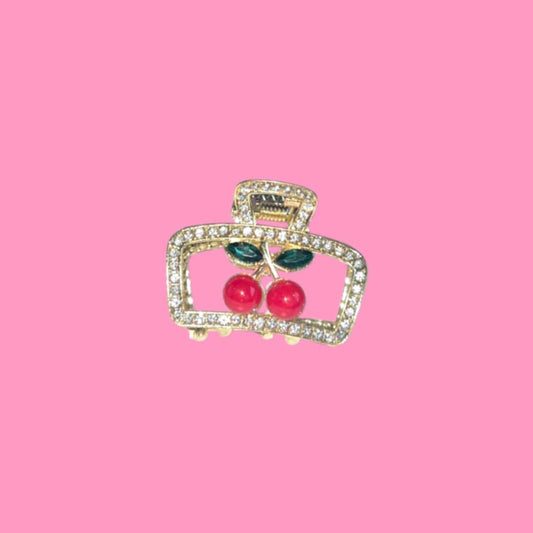 Mini Cherry Bling Hair Clip