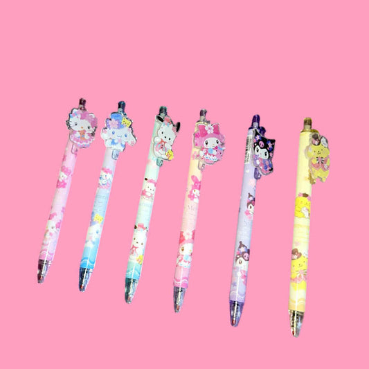 White Cat & Friends Floral Pen