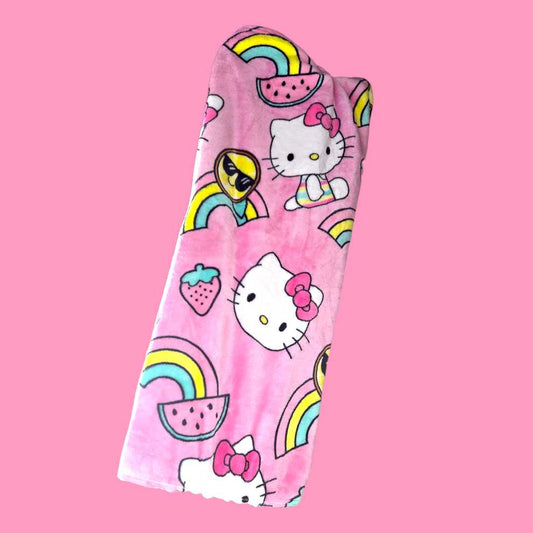 White Cat Summer Fun Plush Throw 50x70
