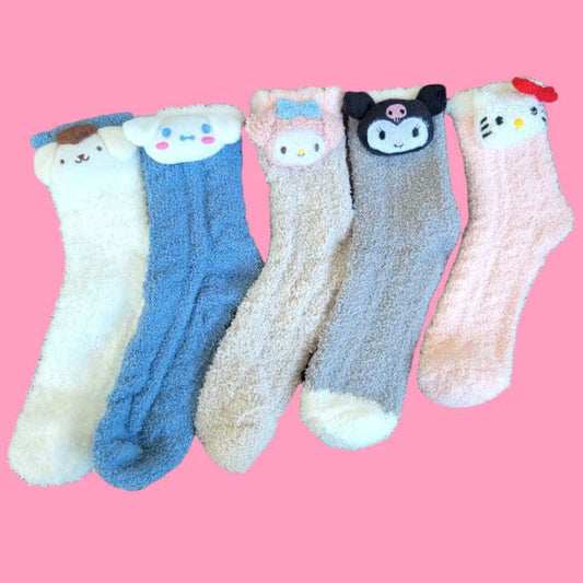 White Cat & Friends Character Plush Socks