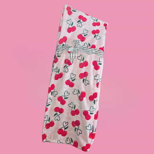 JC Red Cherry Hearts Blanket 60x70