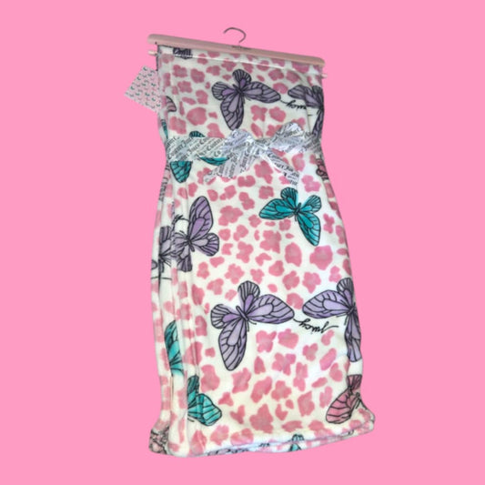 JC Butterfly Cheetah Plush Throw 50x60