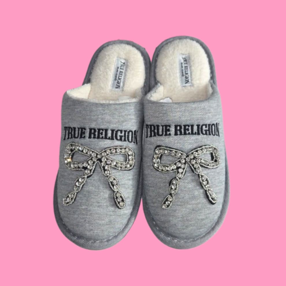 True Bling Bow Slippers 8/9