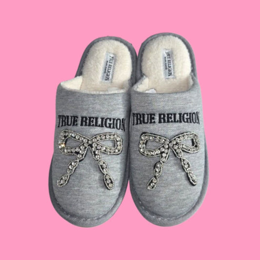 True Bling Bow Slippers 8/9