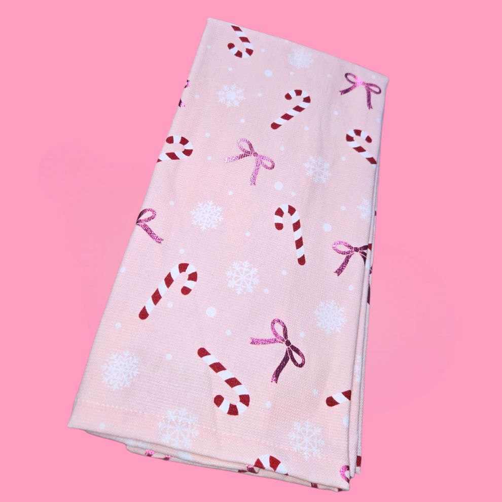 Candy Canes & Bows 2 Pc Kitchen Towel Set