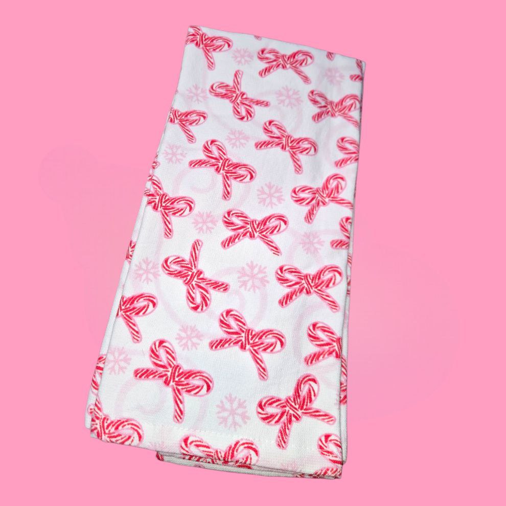 Candy Cane Bows 2 Pc Kitchen Towel Set