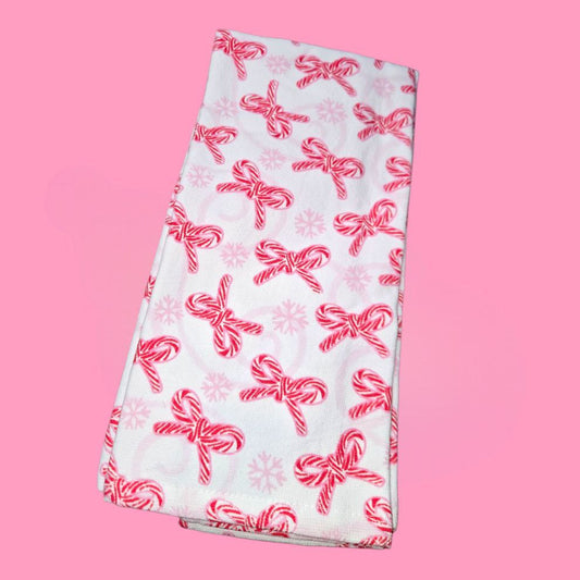 Candy Cane Bows 2 Pc Kitchen Towel Set