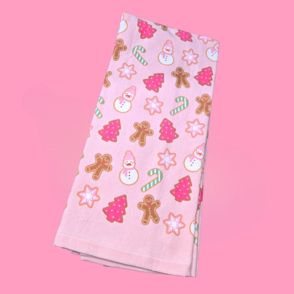 All Pink Christmas 2 Pc Kitchen Towel Set
