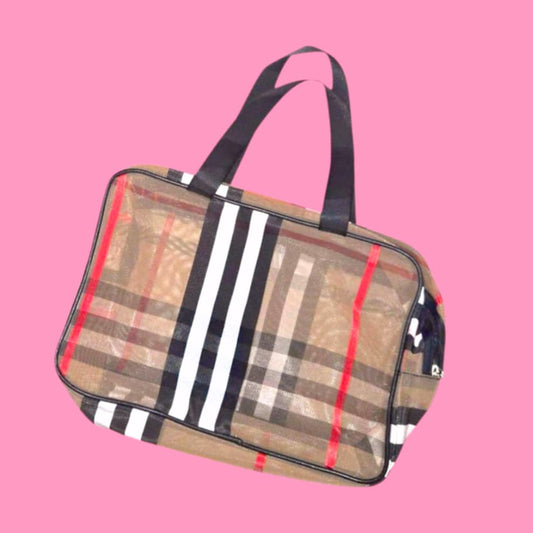 Fashion Plaid Large Makeup Bag