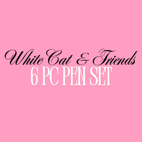 White Cat & Friends 6 Pc Pen Set